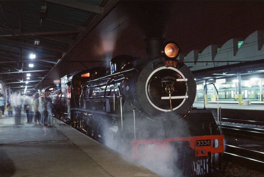 South African class 19D 4-8-2 steam locomotive no. 3334 at Pretoria station, South Africa