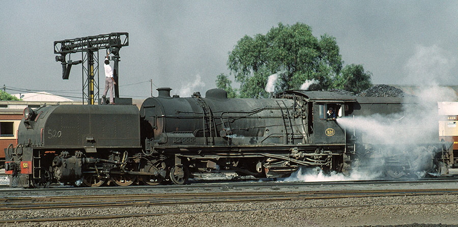 NRZ 14A class 2-6-2+2-6-2 'Garratt' steam locomotive no. 520 on shunting duties at Bulawayo, Zimbabwe