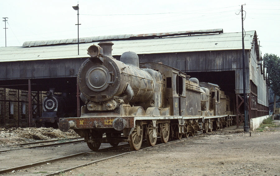 Steam locomotive SGC 0-6-0 1225 at Kotri Junction locomotive shed, Pakistan