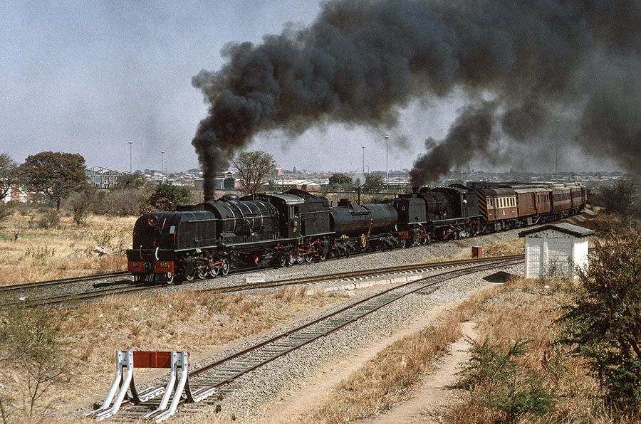 NRZ 14A class 2-6-2+2-6-2 'Garratt' nos. 515 & 517 in the outskirts of Bulawayo, Zimbabwe