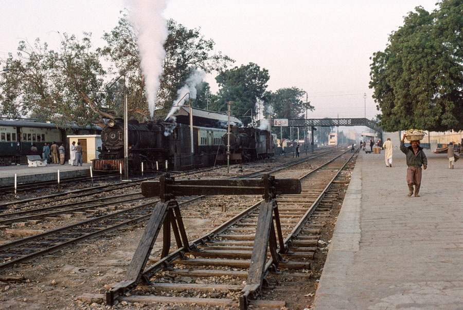 Metre gauge steam trains at Mirpur Khas station, Pakistan