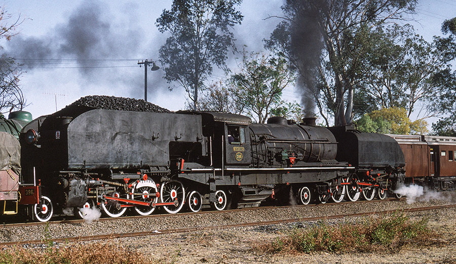 NRZ 15A class 4-6-4+4-6-4 'Garratt' locomotive no. 396 'Igogo', Syringa, between Bulawayo and Plumtree, Zimbabwe