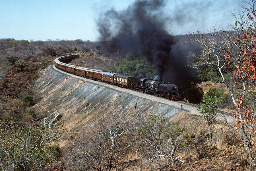 NRZ 15A class 4-6-4+4-6-4 'Garratt' steam locomotive no. 407 'Ukhozi' ('Eagle') between Bulawayo and Victoria Falls, Zimbabwe