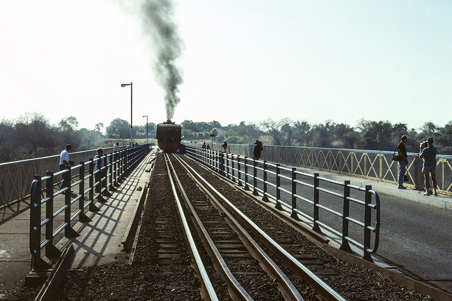 NRZ 15A class 4-6-4+4-6-4 'Garratt' locomotive no. 407 'Ukhozi' on Victoria Falls bridge
