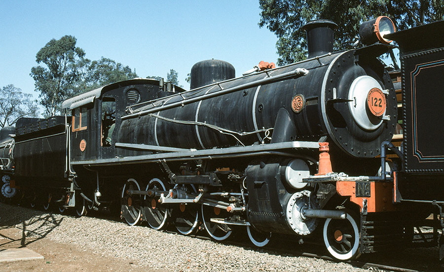 Rhodesian Railways 9A class 4-8-0 steam locomotive no. 122 at Bulawayo Railway Museum, Zimbabwe