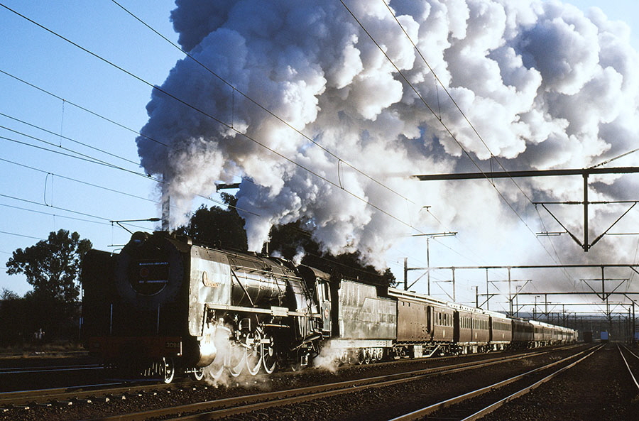 SAR class 15F 4-8-2 steam locomotive no. 3094 performs a run-past near Nylstroom