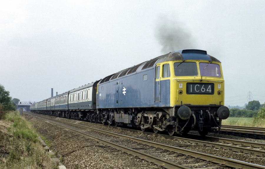 Class 47 Co-Co diesel locomotive no.47326 heads south from Loughborough on the Midland Main Line with a passenger train for London St. Pancras,