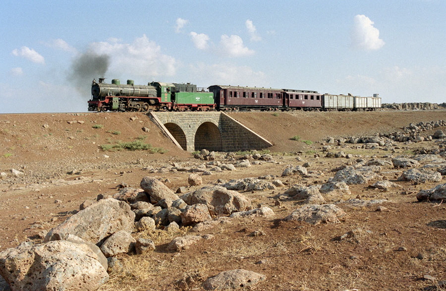 Steam locomotive 262 with train from Daraa to Damascus, Hedjaz Railway, Syria