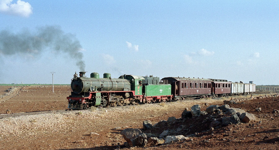 Steam locomotive 262 with train from Daraa to Damascus, Hedjaz Railway, Syria
