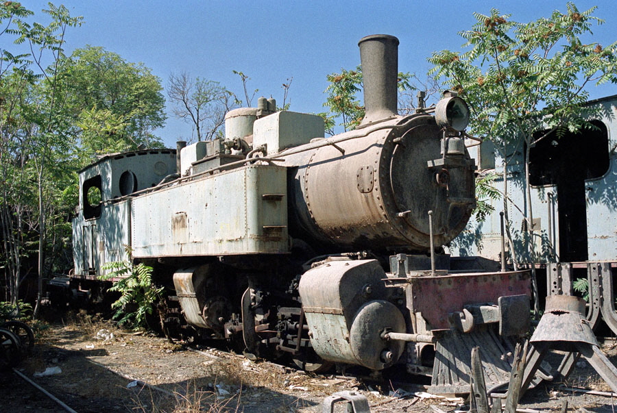 Derelict "Mallet" steam locomotive alongside Cadem Works, Damascus, Hedjaz Railway, Damascus