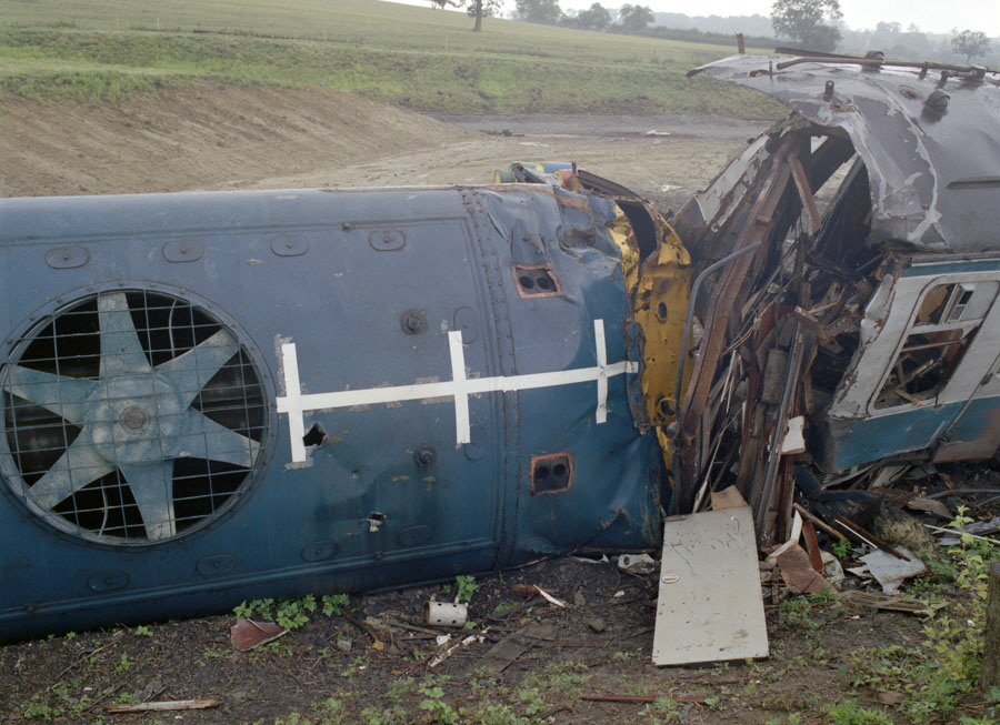 Nuclear-Flask Crash Test, class-46 locomotive rear cab, Old Dalby