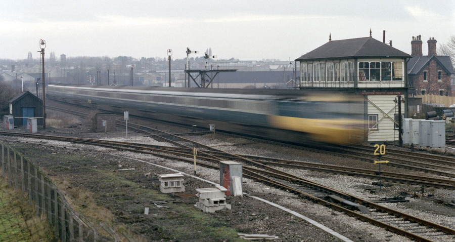 HST passing Wigston South Junction signal box