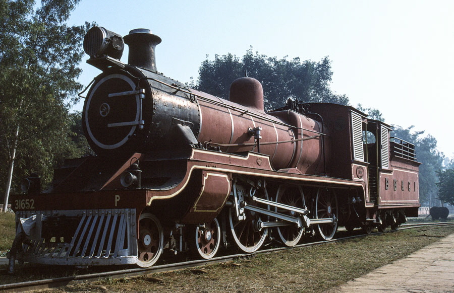 Metre gauge, steam locomotive, class P 4-6-0 31652 at the National Railway Museum, Delhi, India, 26th December 1993.