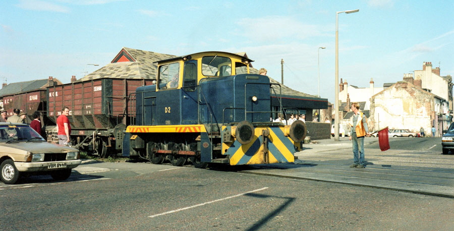 Seaham Harbour Co. 0-6-0 diesel shunting locomotive crossing over North Terrace, Seaham