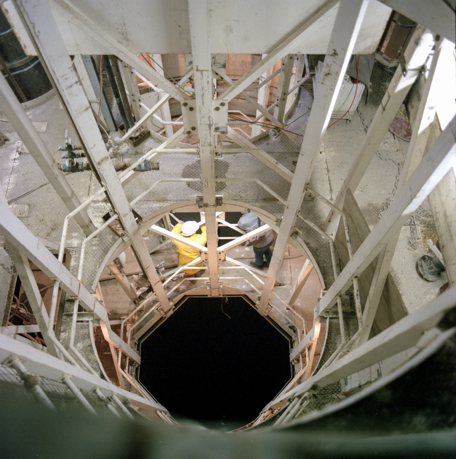 Looking down one of the new shafts at Asfordby Coal Mine, under construction