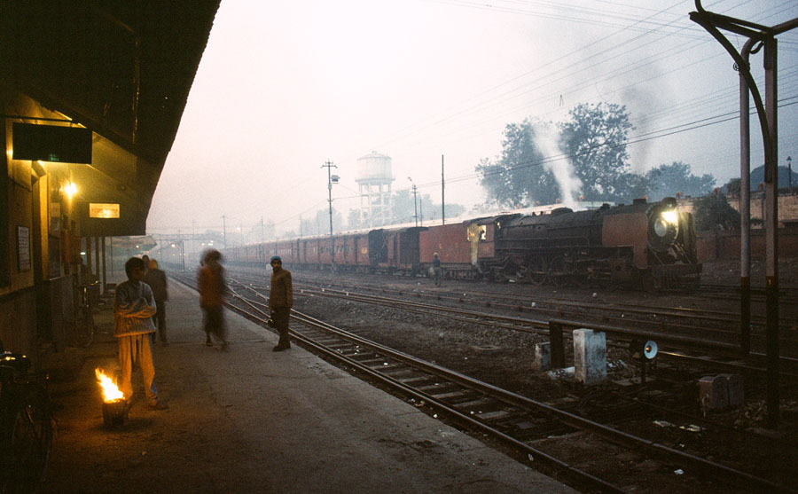 Metre gauge YP 4-6-2 steam locomotive at dawn at Bareilly Junction station, India