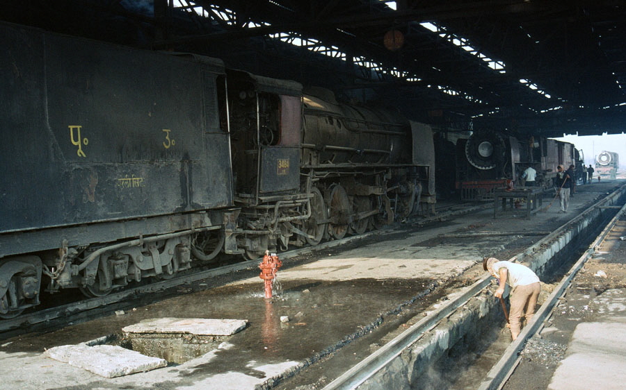 metre gauge YG 2-8-2 3484 steam locomotive, Bareilly City locomotive shed, 27th December 1993