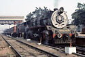 Broad gauge, class WG 2-8-2, on passenger train at Bareilly Junction station