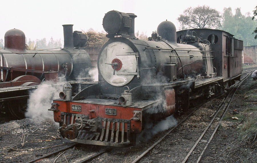 2 feet 6 inches gauge, steam locomotive, 4-6-2 no. 145, built by Kitson in 1918, at Saraya Sugar Mills India, 28th December 1993.