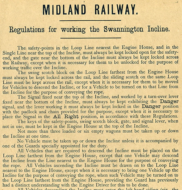 Regulations for working the Swannington Incline_1
