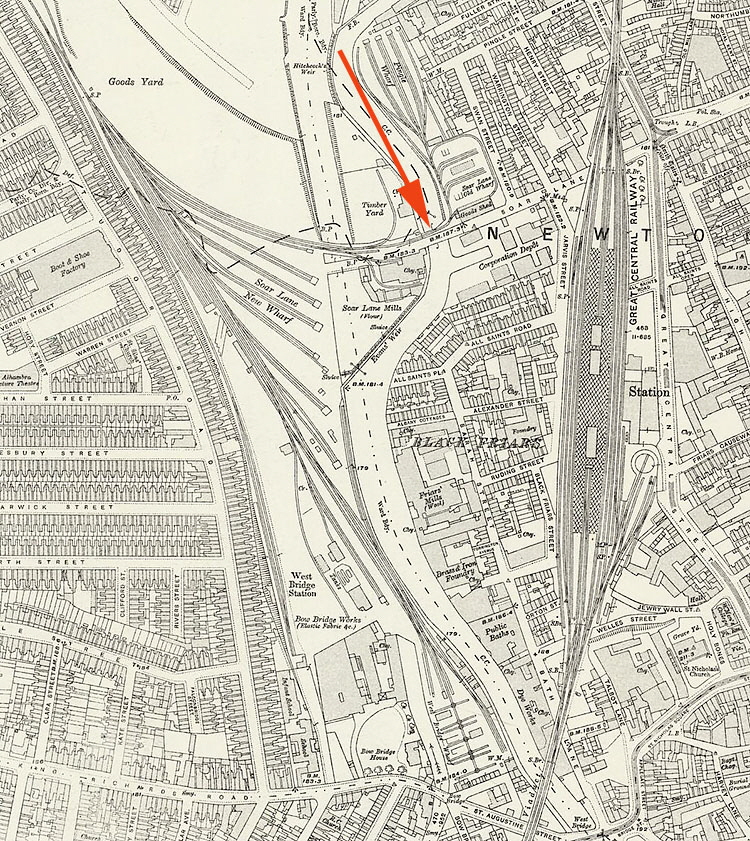 Map showing lifting bridge location